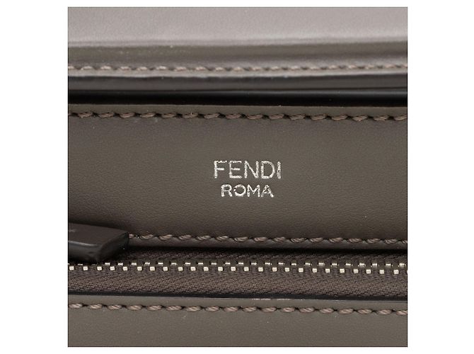 Fendi Calfskin Whipstitch Dotcom Medium Satchel Grigio - vista 9
