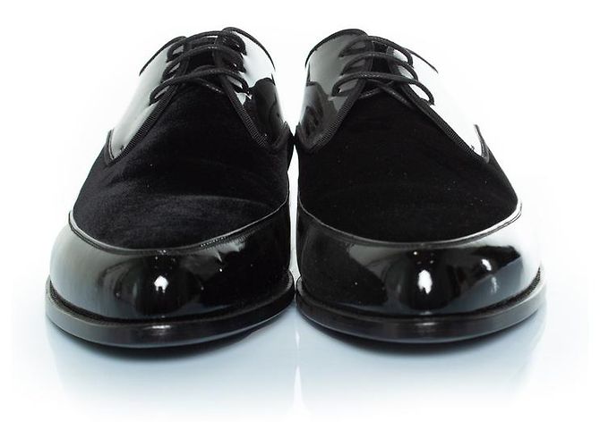 Derby de couro envernizado e camurça com cadarços Saint Laurent Preto - vista 5