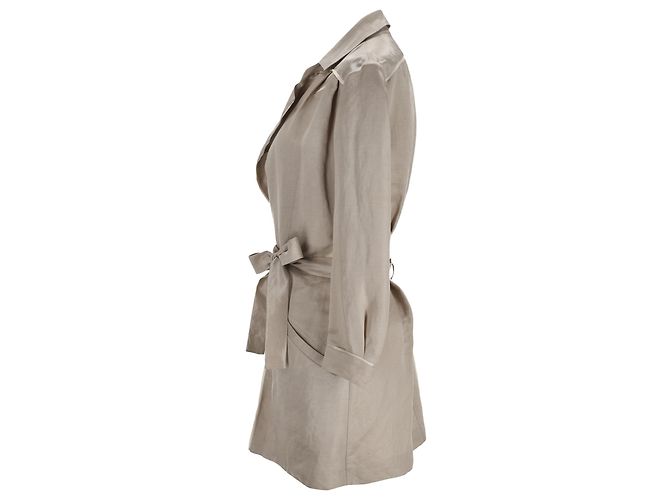 Abrigo con cinturón Nina Ricci en lino beige - vista 2