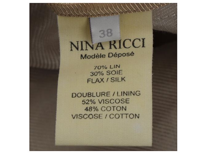 Abrigo con cinturón Nina Ricci en lino beige - vista 5
