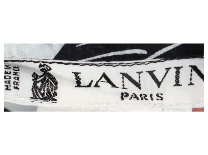 Falda midi con cintura anudada en algodón negro y blanco con estampado floral de Lanvin - vista 4