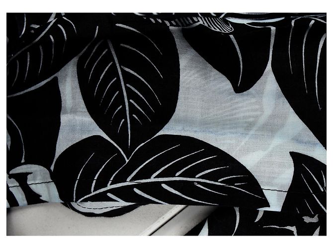 Falda midi con cintura anudada en algodón negro y blanco con estampado floral de Lanvin - vista 8