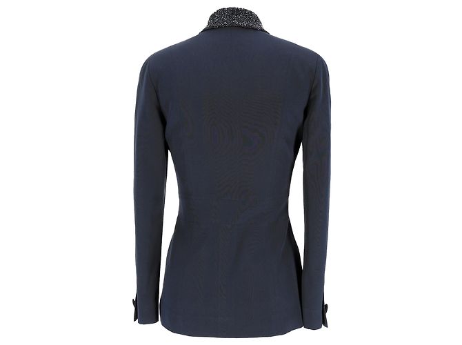 Rochas Embellished Blazer in Navy Blue Polyester - view 3