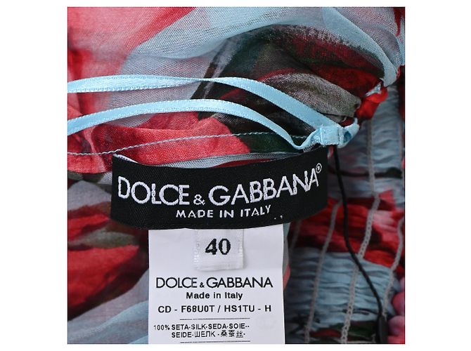 Abito mini in seta multicolore con stampa floreale e spalle scoperte di Dolce & Gabbana - vista 4