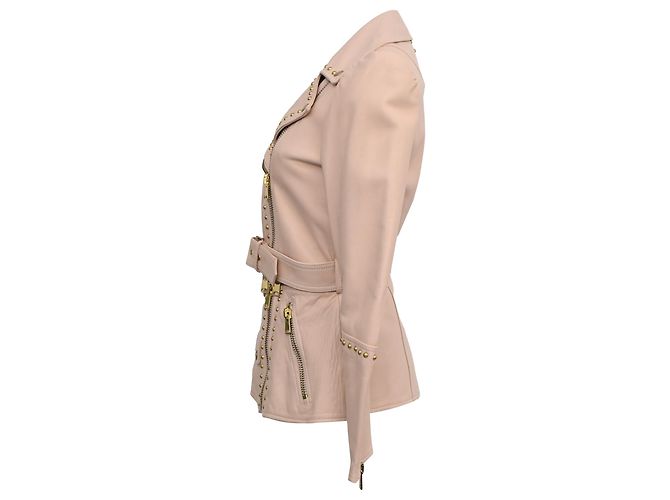 Giacca con borchie Alexander McQueen in pelle nuda Marrone Carne - vista 2