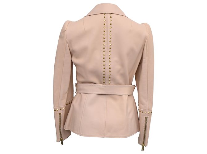 Giacca con borchie Alexander McQueen in pelle nuda Marrone Carne - vista 3