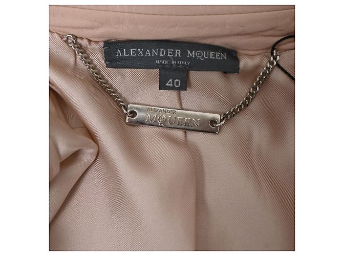 Giacca con borchie Alexander McQueen in pelle nuda Marrone Carne - vista 4