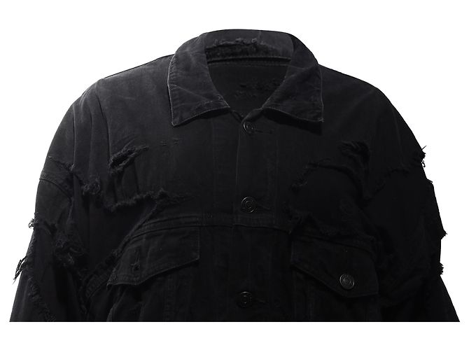 Giacca in denim patchwork nera in cotone Balenciaga Unity Sports Icon Nero - vista 2
