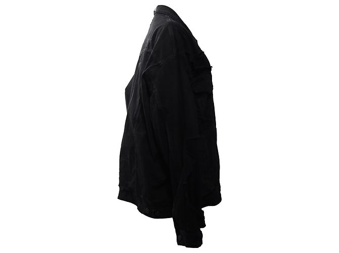 Giacca in denim patchwork nera in cotone Balenciaga Unity Sports Icon Nero - vista 3