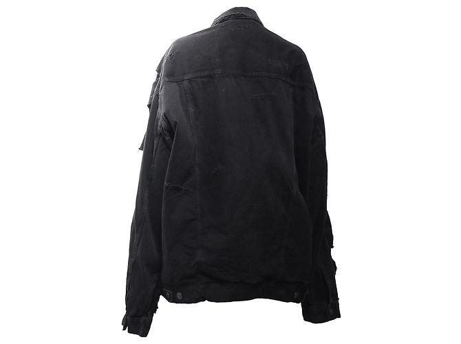 Giacca in denim patchwork nera in cotone Balenciaga Unity Sports Icon Nero - vista 4