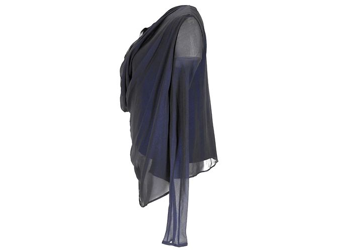 Top drapeado Haider Ackermann en seda azul marino - vista 2