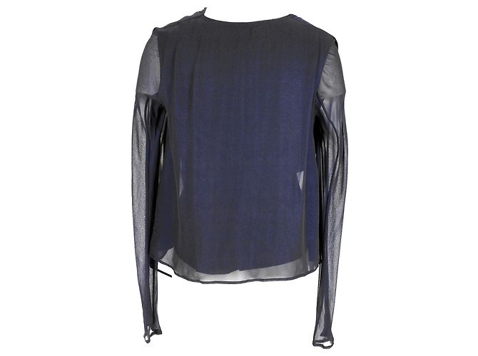 Top drapeado Haider Ackermann en seda azul marino - vista 3