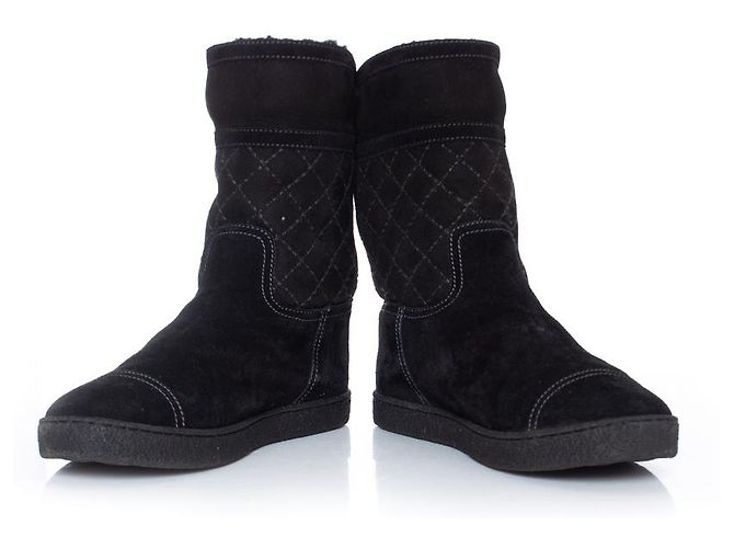 Botas de tornozelo de camurça acolchoadas Chanel Preto - vista 6