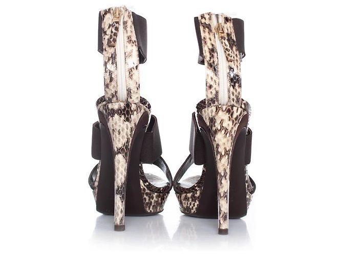 Fendi Python sandal with elastic straps Brown - view 3