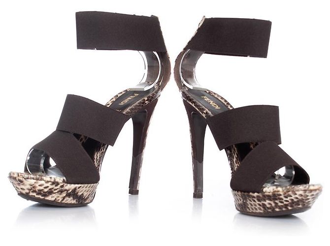 Fendi Python sandal with elastic straps Brown - view 6