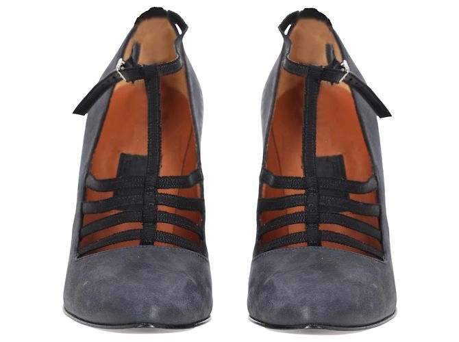 Strappy Pumps aus dunkelgrauem Leder von Lanvin - Ansicht 3