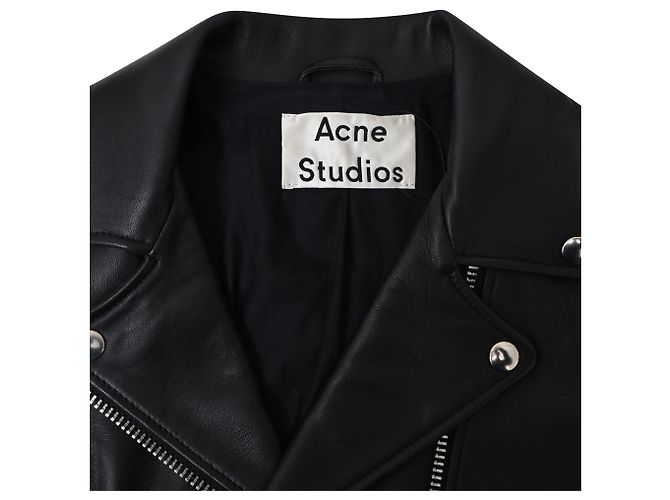 Acne Studios Belted Biker Jacket in Black Leather - view 5