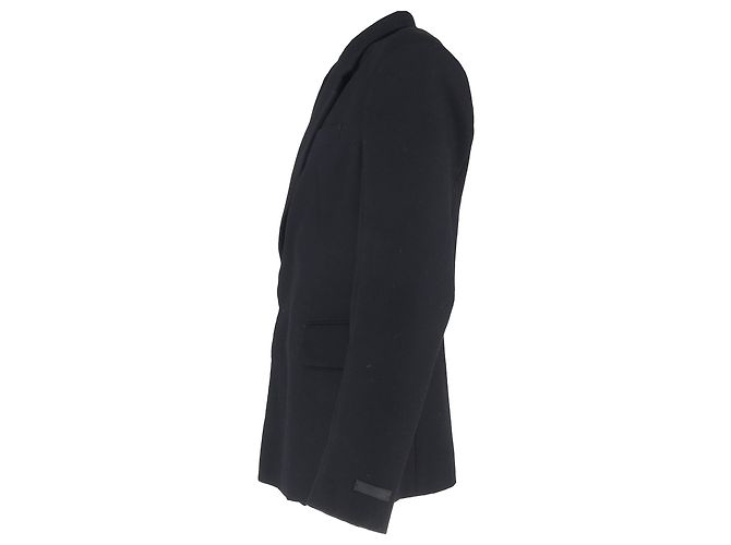 Prada Hidden Double-Breasted Blazer with Pockets in Black Wool - view 2