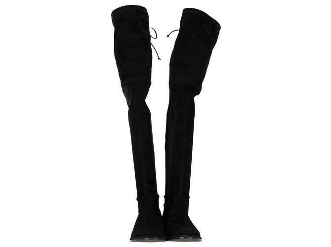 Stivali Over the Knee Lowland Stretch Stuart Weitzman in Camoscio Nero - vista 2