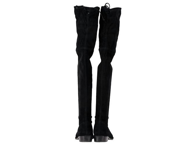 Stivali Over the Knee Lowland Stretch Stuart Weitzman in Camoscio Nero - vista 5