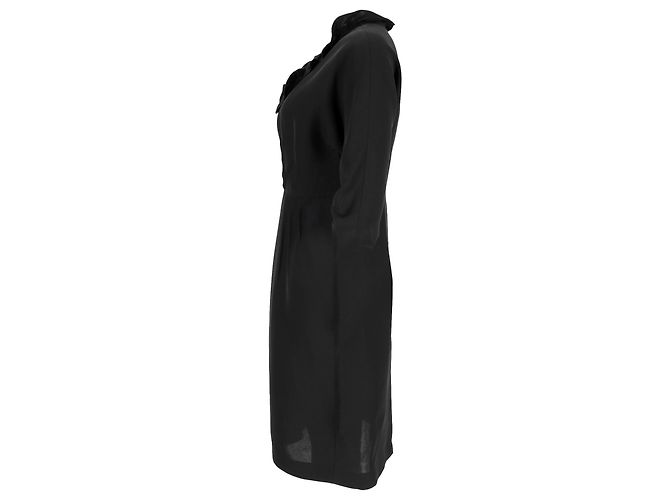 Prada Midi-Kleid mit Rüschenausschnitt aus schwarzer Viskose - Ansicht 2