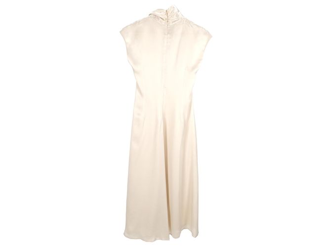Autre Marque Beaufille Drapierte Midi-Kleid aus Creme-Acetat Weiß Roh - Ansicht 2