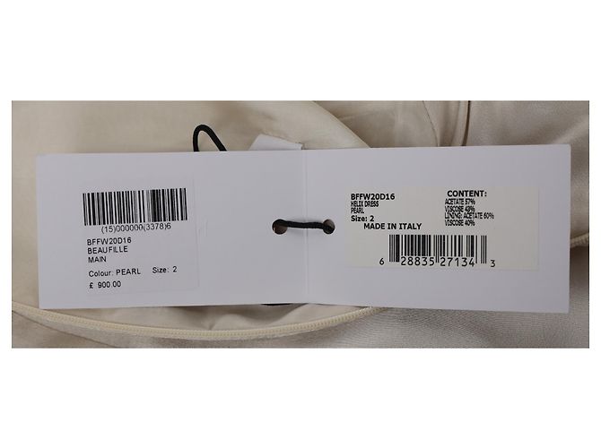 Autre Marque Beaufille Drapierte Midi-Kleid aus Creme-Acetat Weiß Roh - Ansicht 4
