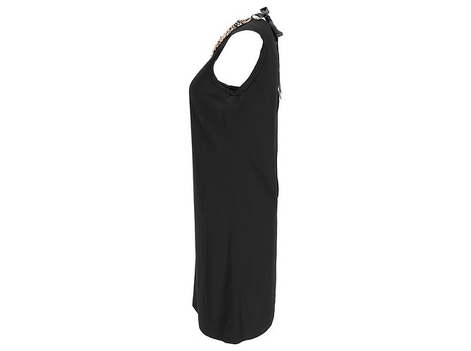Mini-Kleid Bib aus schwarzer Viskose mit Kristallperlen von Lanvin - Ansicht 2