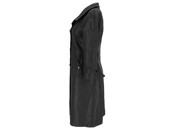 Abrigo trench de doble botonadura en seda negra con bolsillos de Prada Negro - vista 2