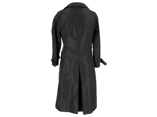 Abrigo trench de doble botonadura en seda negra con bolsillos de Prada Negro - vista 3