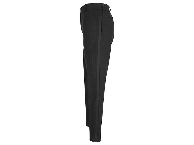 Saint Laurent gestreifte Hose aus schwarzer Wolle - Ansicht 2