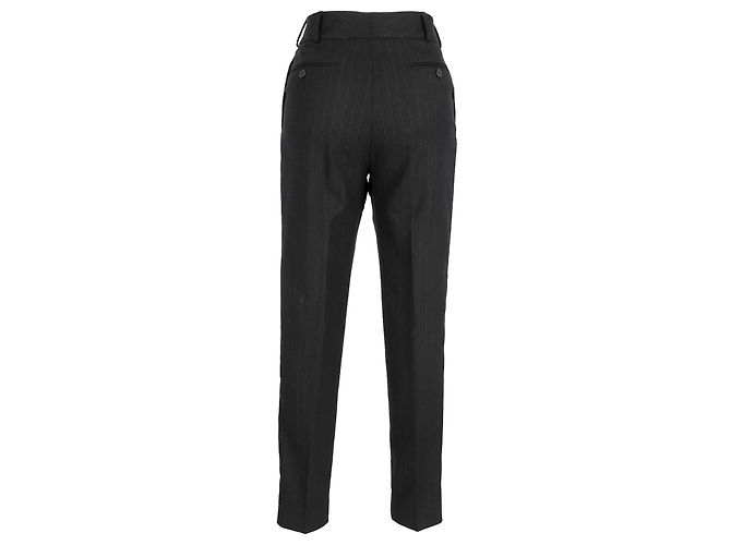 Saint Laurent gestreifte Hose aus schwarzer Wolle - Ansicht 3