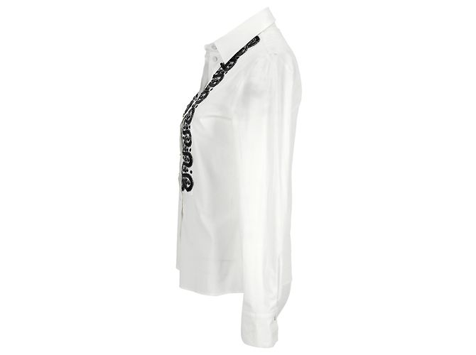 Camisa de botão adornada Valentino Garavani em algodão branco - vista 2