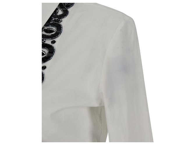 Camisa de botão adornada Valentino Garavani em algodão branco - vista 6