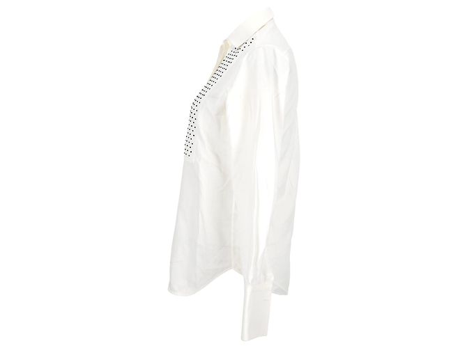 Valentino Garavani Camisa de botones con puntos Valentino en algodón blanco - vista 2