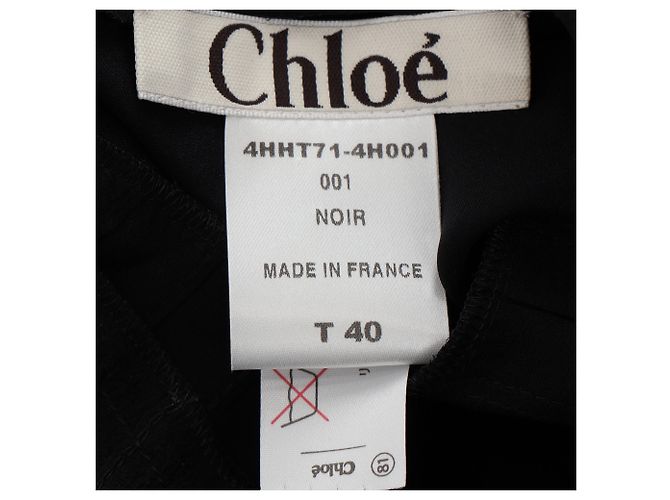 Blusa in seta nera a maniche lunghe plissettata e trasparente Chloé - vista 4