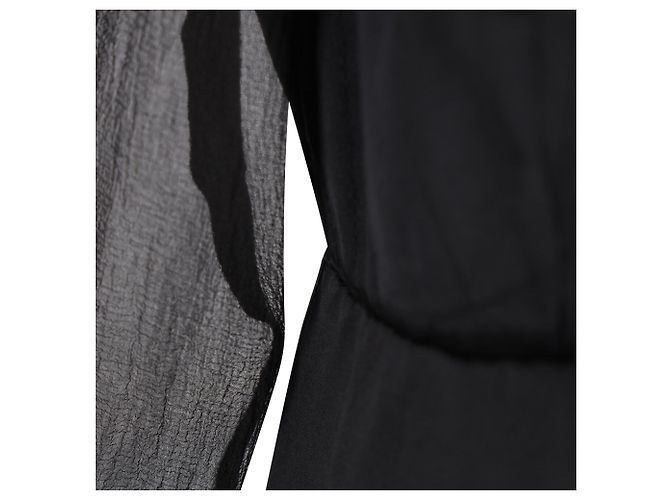 Blusa in seta nera a maniche lunghe plissettata e trasparente Chloé - vista 8