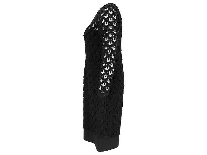 Valentino Garavani Vestido midi de algodón negro con patrón de encaje Valentino - vista 2