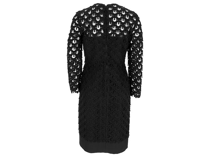 Valentino Garavani Vestido midi de algodón negro con patrón de encaje Valentino - vista 3