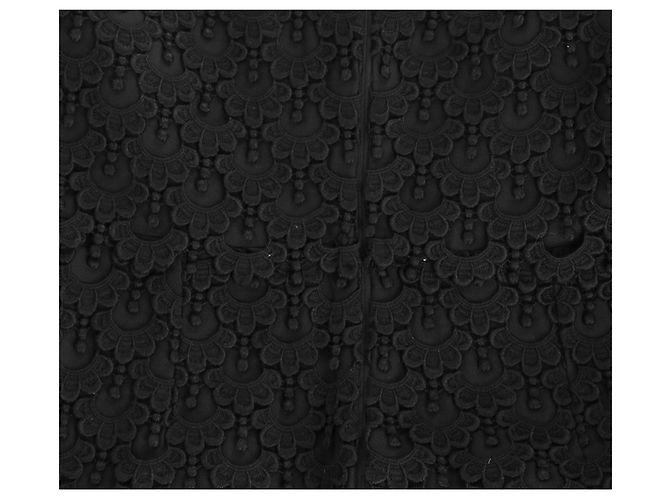 Valentino Garavani Vestido midi de algodón negro con patrón de encaje Valentino - vista 6