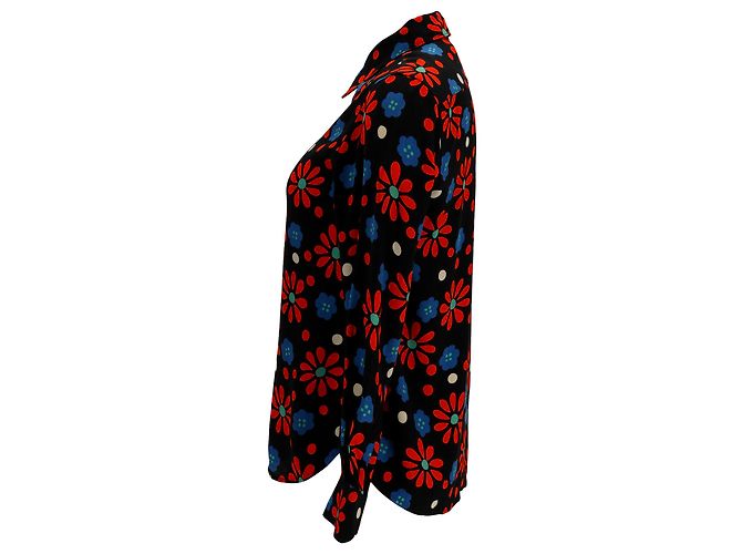 Camicia in crepe stampata floreale Saint Laurent in viscosa nera - vista 2