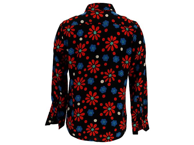 Camicia in crepe stampata floreale Saint Laurent in viscosa nera - vista 3
