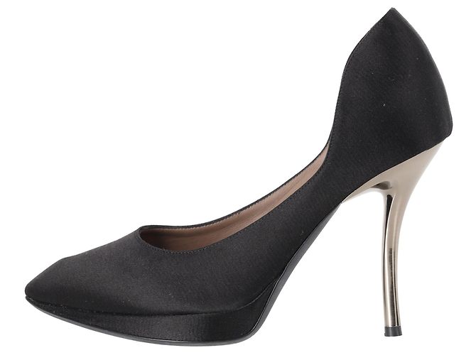 Décolleté a piattaforma con punta affilata Lanvin in satin nero - vista 2