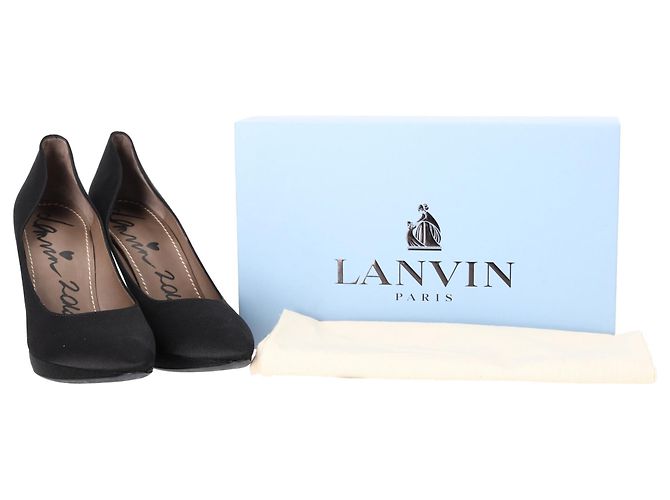 Décolleté a piattaforma con punta affilata Lanvin in satin nero - vista 7