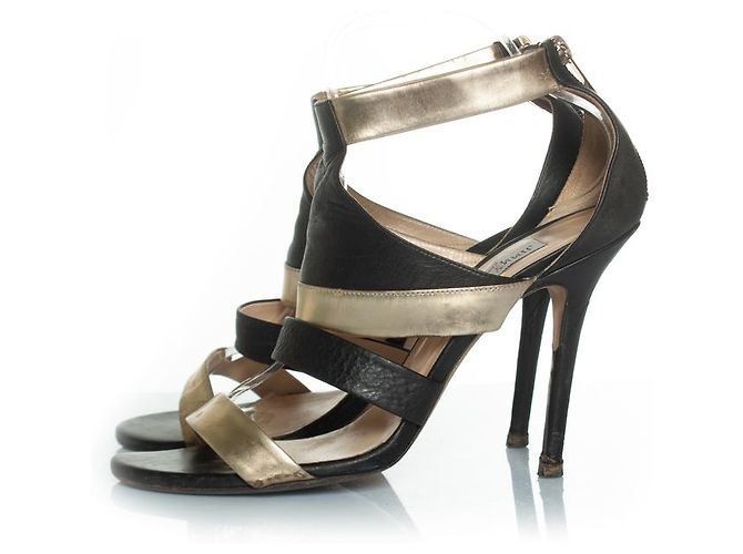 Sandali con cinturino Jimmy Choo in nero e oro - vista 2