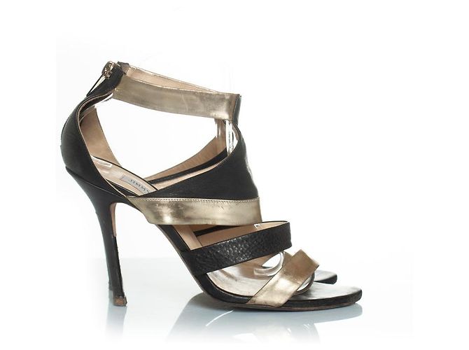 Sandali con cinturino Jimmy Choo in nero e oro - vista 4