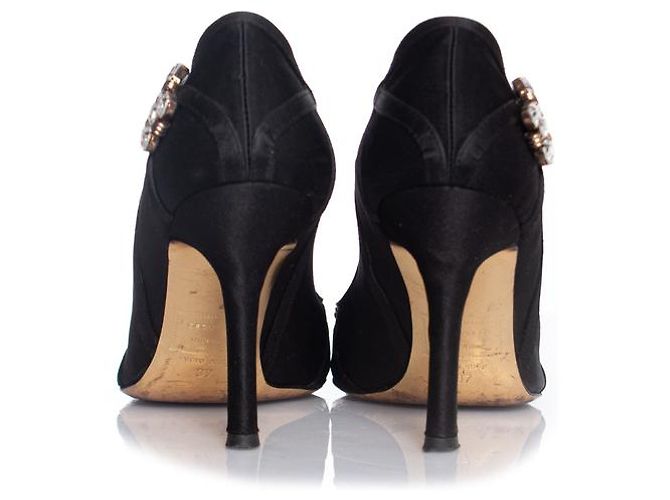 Pumps peep-toe in satin con cristalli Dsquared2 Nero - vista 3