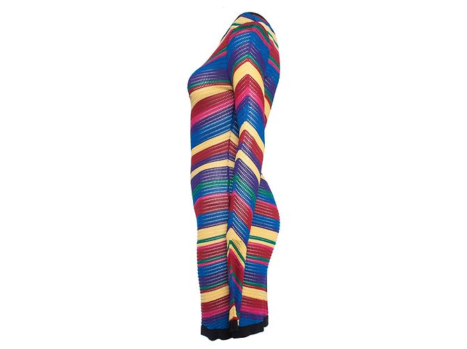 Vestido de punto con rayas de arcoíris Balmain. Multicolor - vista 4