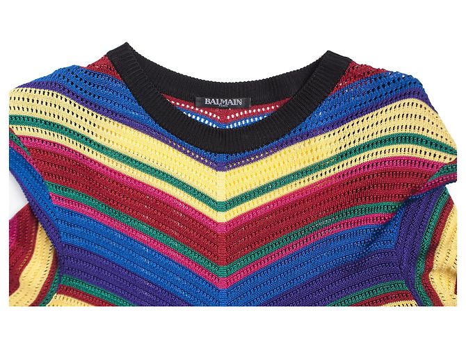 Vestido de punto con rayas de arcoíris Balmain. Multicolor - vista 5