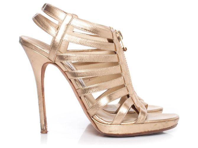 Sandali a gabbia con zip Glenys di Jimmy Choo D'oro Metallico - vista 5